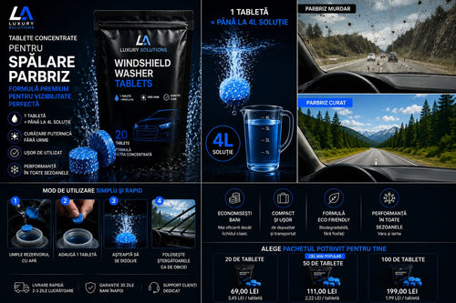 💧 Soluții inteligente pentru șoferi. Tablete concentrate pentru parbriz, eficiente în orice sezon Comanda acu!